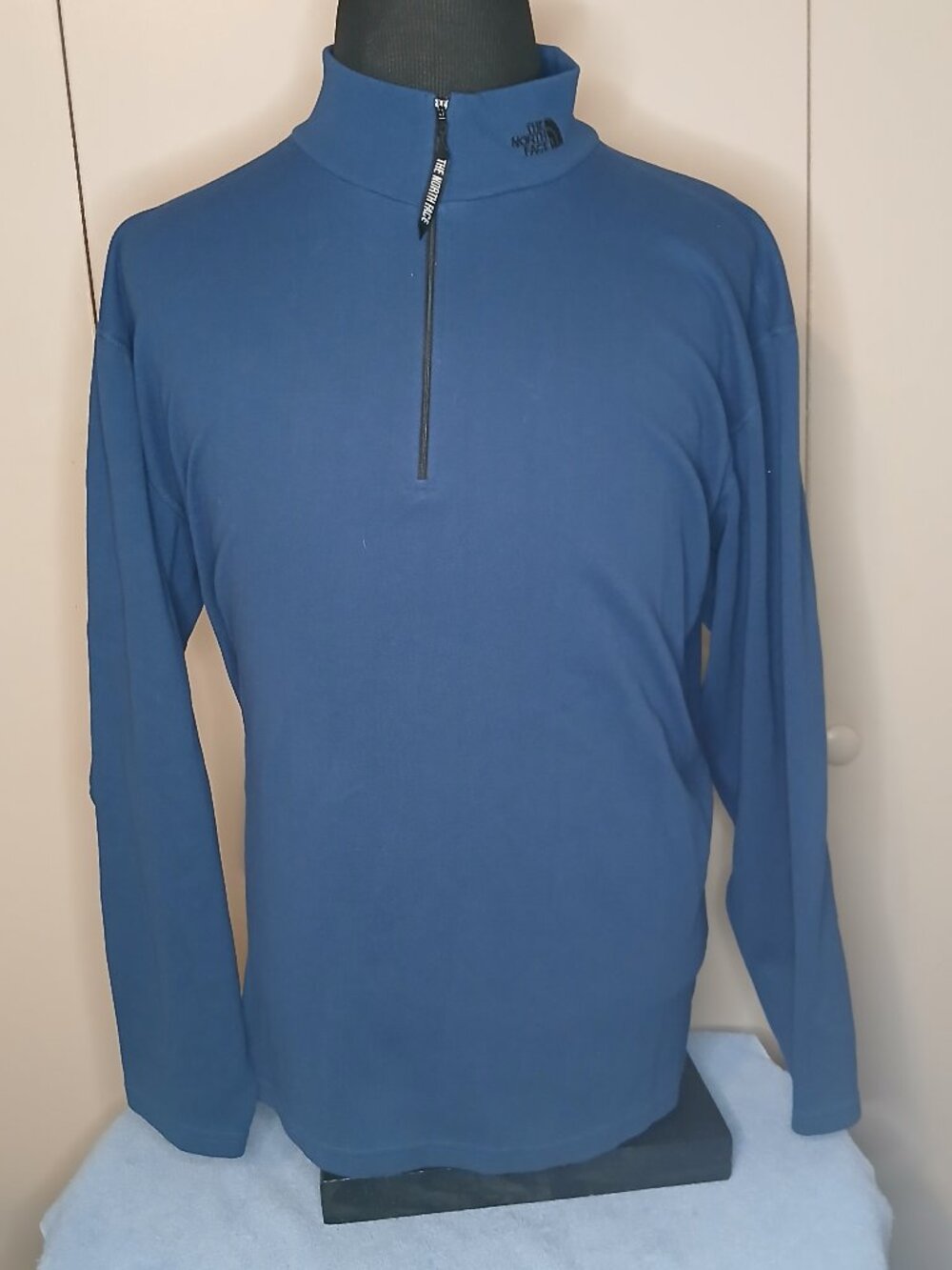 The North Face XL/TG Quarter Zip Blue FLeece Pullover Mock Neck (1179E)